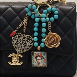 BAG CHARM FRIDA KAHLO HERITAGE Latinx Purse Key Ring Keychain Jewelry